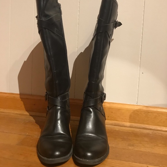 Black Leather Franco Sarto Riding Boots - Picture 4 of 6